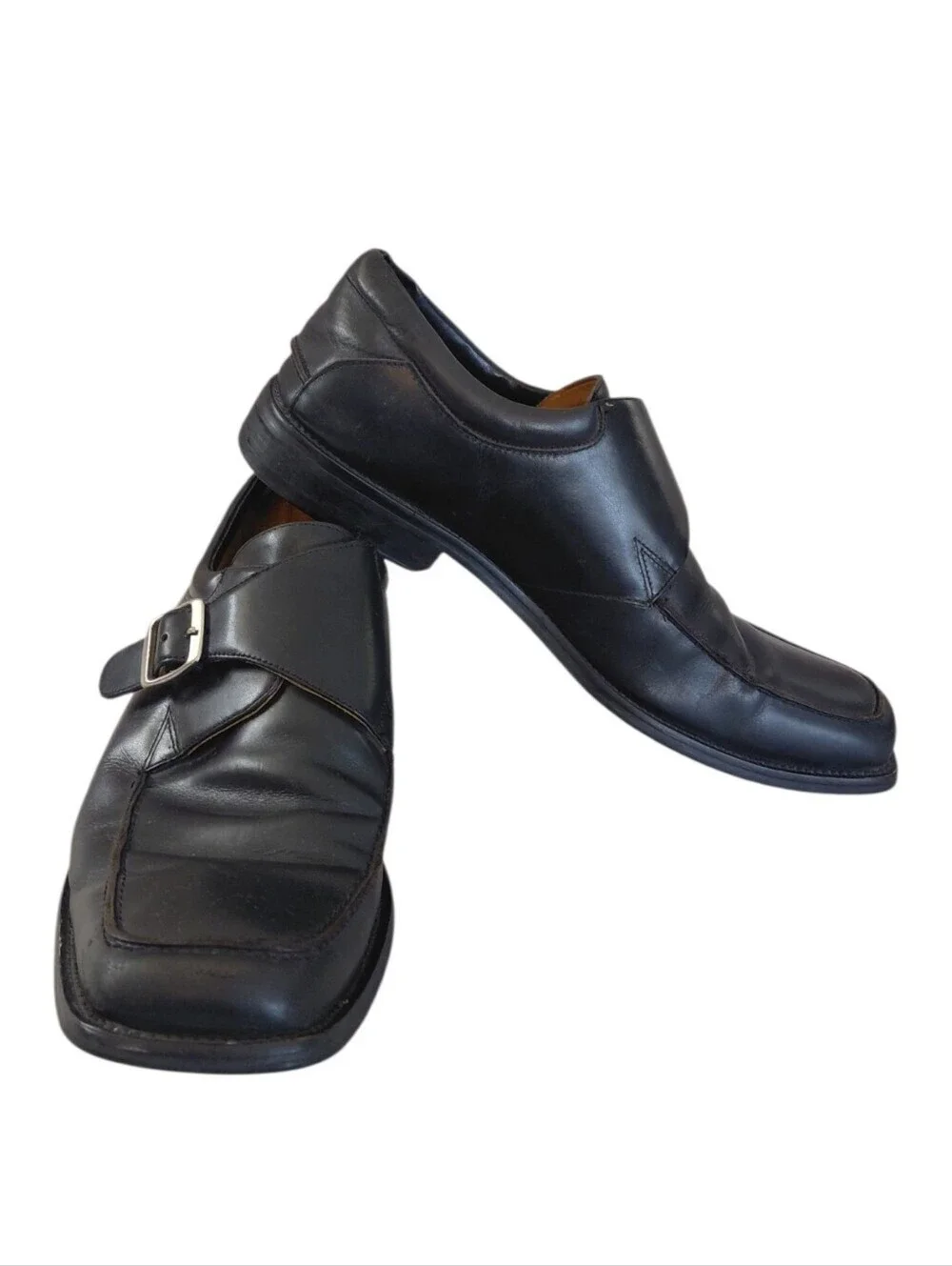 Cabke & Co. Terry Black Leather Monk Strap Dress Shoes Size 10.5